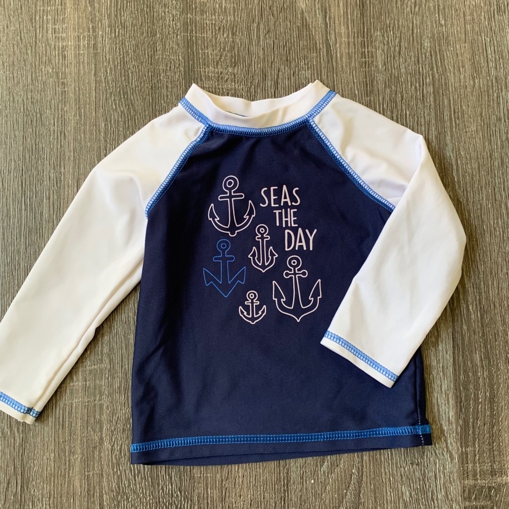 Cat & Jack “Seas The Day” Blue Swim Rashguard